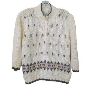 JAMIE SCOTT Vintage Women's sweater sz M long sleeve sweater knitted by hand‎